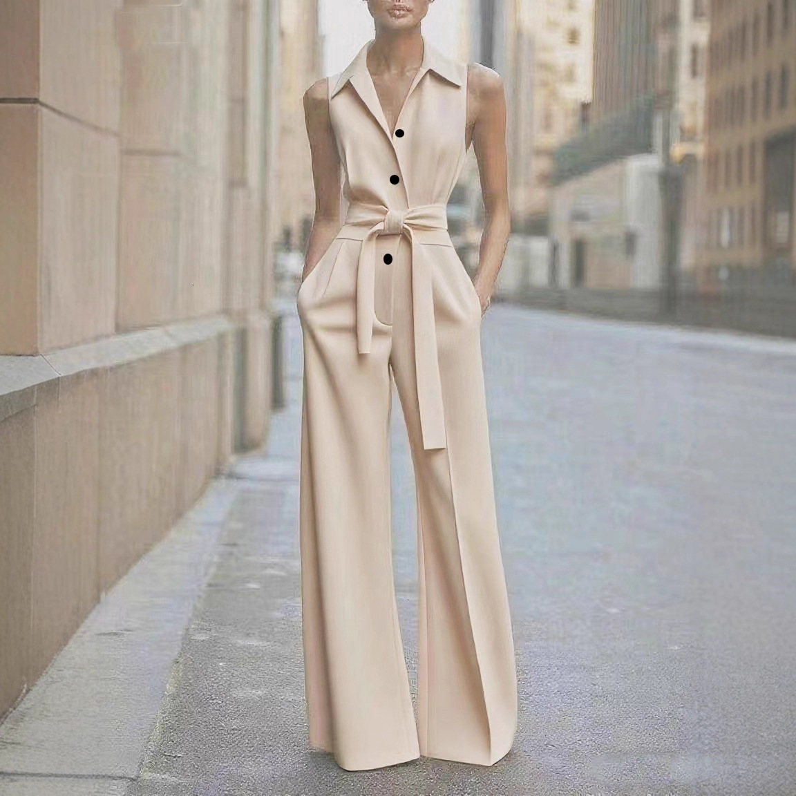 Designer Luxury Brand Women's Suit Trend Women's Summer Outdoor Leisure Fashion Lapel Sleeveless Solid Color Single Breasted Office Commutin