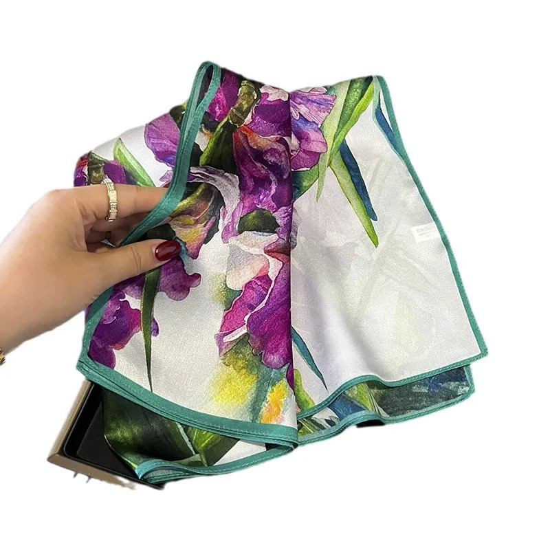 100 Natural Silk Scarf Women Print Bandana Square Scarves Wrap Kerchief elegant Spring Fashion y High Quality Hijab 260409