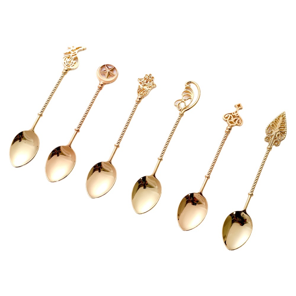 Export Medieval Vintage Walking Stick Series Coffee Stirring Dessert Table Decorative Spoon Set of Six