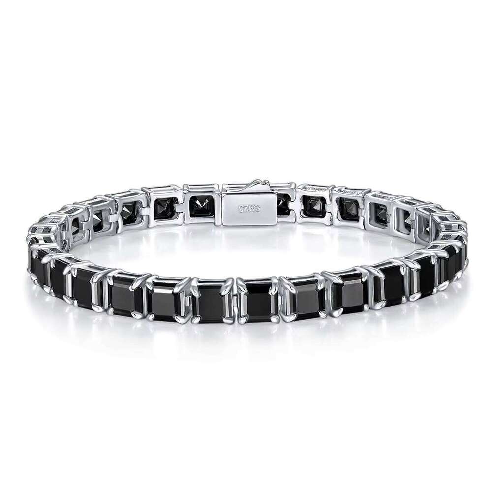Hip-hop Style Bestselling Black 5.5mm Pagoda Moissanite S925 Silver Bracelet for Both Men and Women