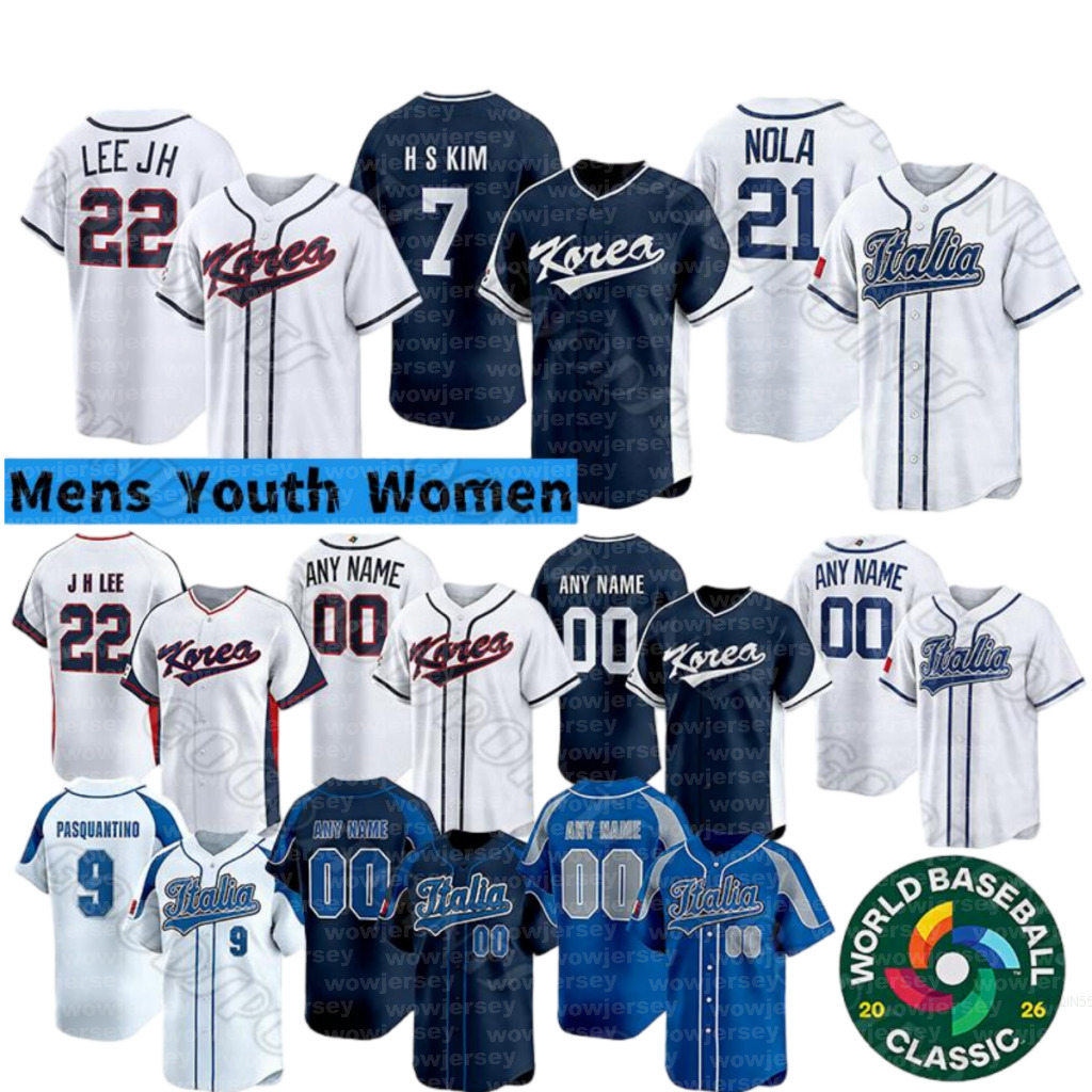 Team Korea World Baseball Classic Jersey 2026 Lee Jung-hoo Kim Hye-seong Ryu Hyun-jin Team Italy jersey Pasquantino Aaron Nola Jones wbc jersey Korean