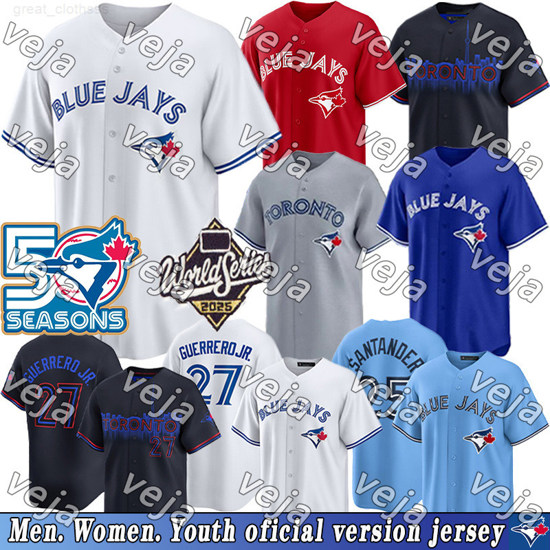 2025 World Series Blue Jays Jerseys 2026 50 Seasons Patch jersey 27 Vladimir Guerrero Jr Jersey 4 George Springer Gausman Kazuma Okamoto Baseball Jerseys
