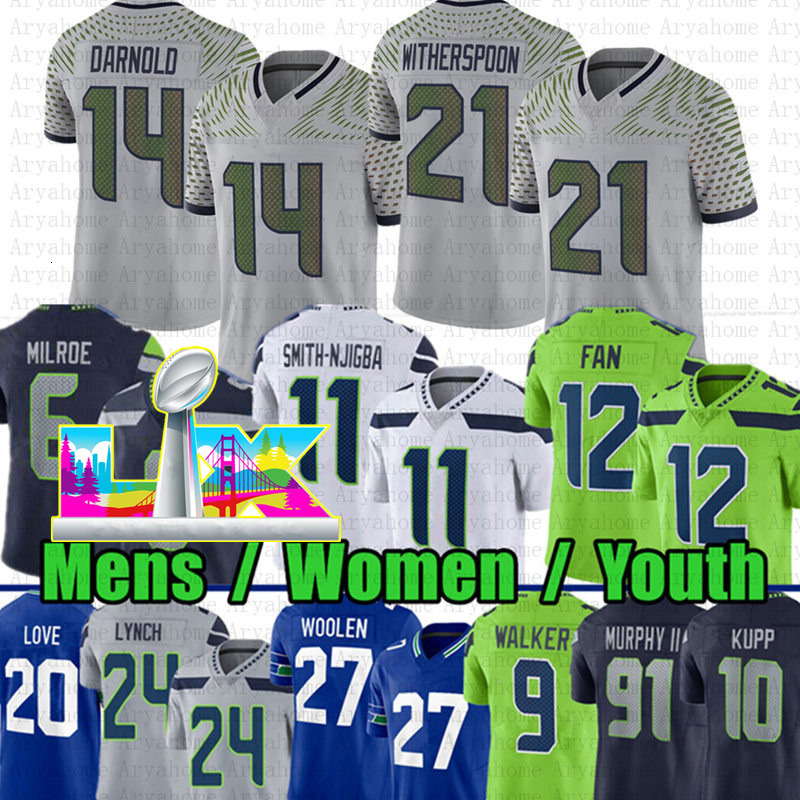Cooper Kupp Jalen Milroe Devon Witherspoon Football Jersey Sam Darnold Byron Murphy Jaxon Smith-njigba Kenneth Walker Nick Emmanwori Marshawn Lynch Ra