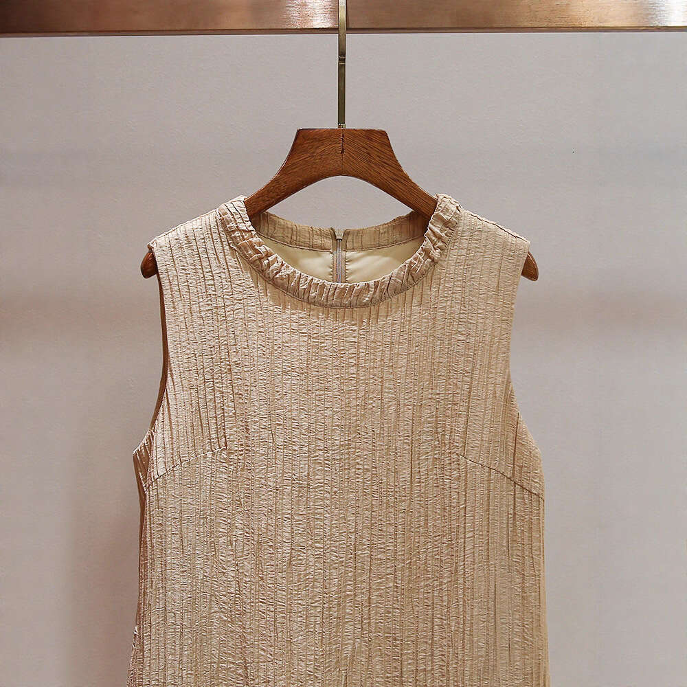 Designer's FC high-end k30 FC women's summer new color blocked round neck beaded sleeveless loose dress