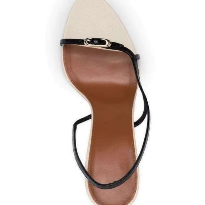 2026 Women European And American Simple One Strap Open Toe High Heels Summer Slip Color Block Thin Strap Fairy Style Sandals