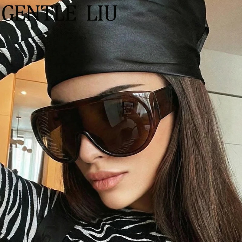 Y2K Oversized Shield Mask Sunglasses Women Futuristic Visor One-Piece Steampunk Big Frame Goggles Punk Shades Windproof Eyewear 260410