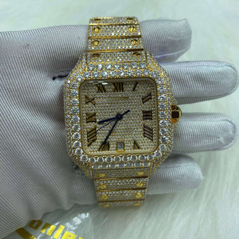 Luxury Moissanite Mechanical Iced Out Brand Classic Pass Diamond Test Hip Hop Custom Watch