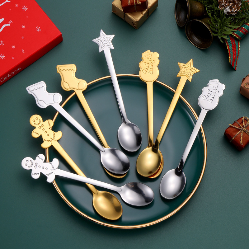 Spoon Gift Box Cutlery Set Creative Cartoon Stainless Steel Coffee Stirring Dessert Spoon For Christmas