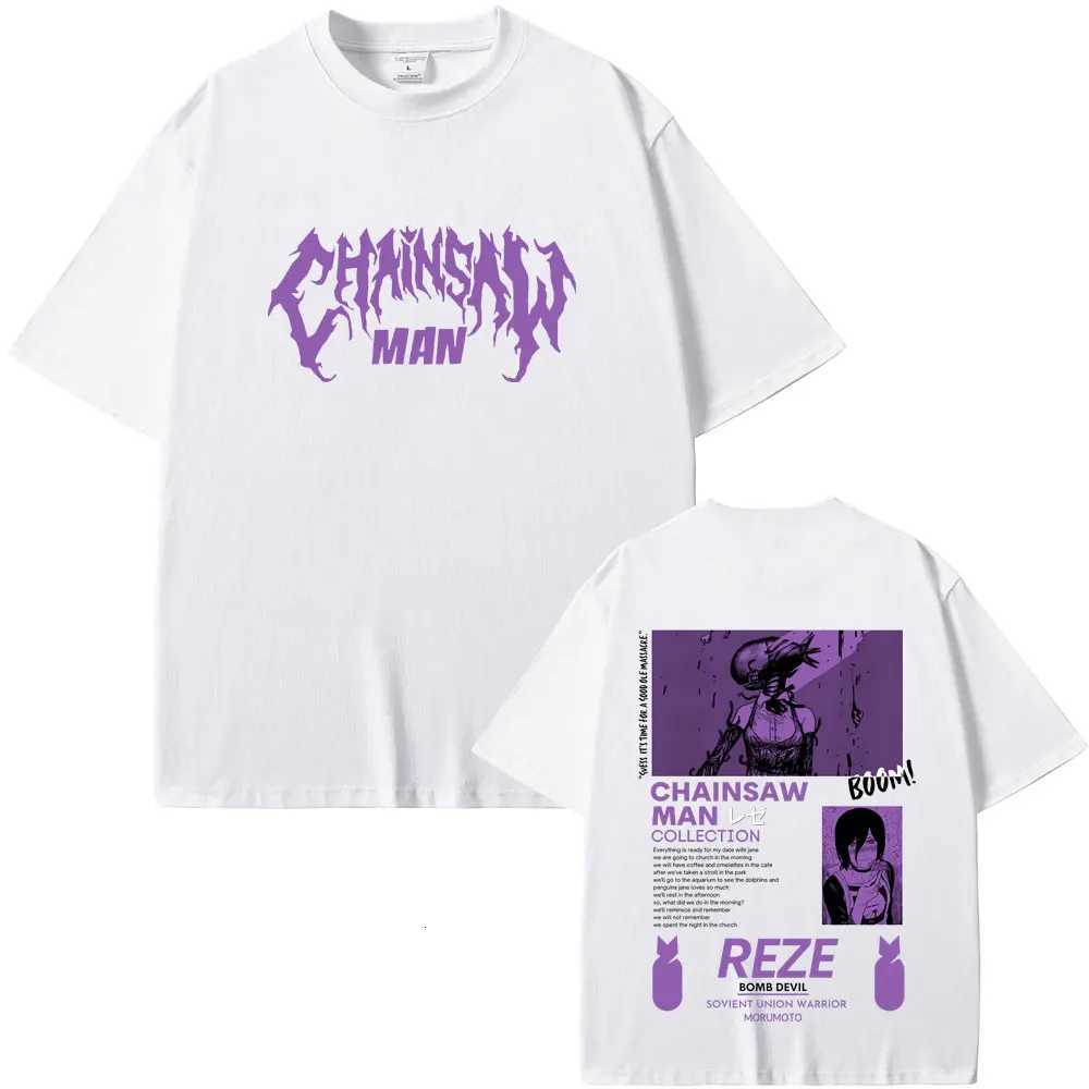 Anime Chainsaw Man Reze Double Sided Graphic T-shirts Men Women Fashion Casual Soft Cotton T Shirt Tops Unisex Manga Lovers Gift T260410