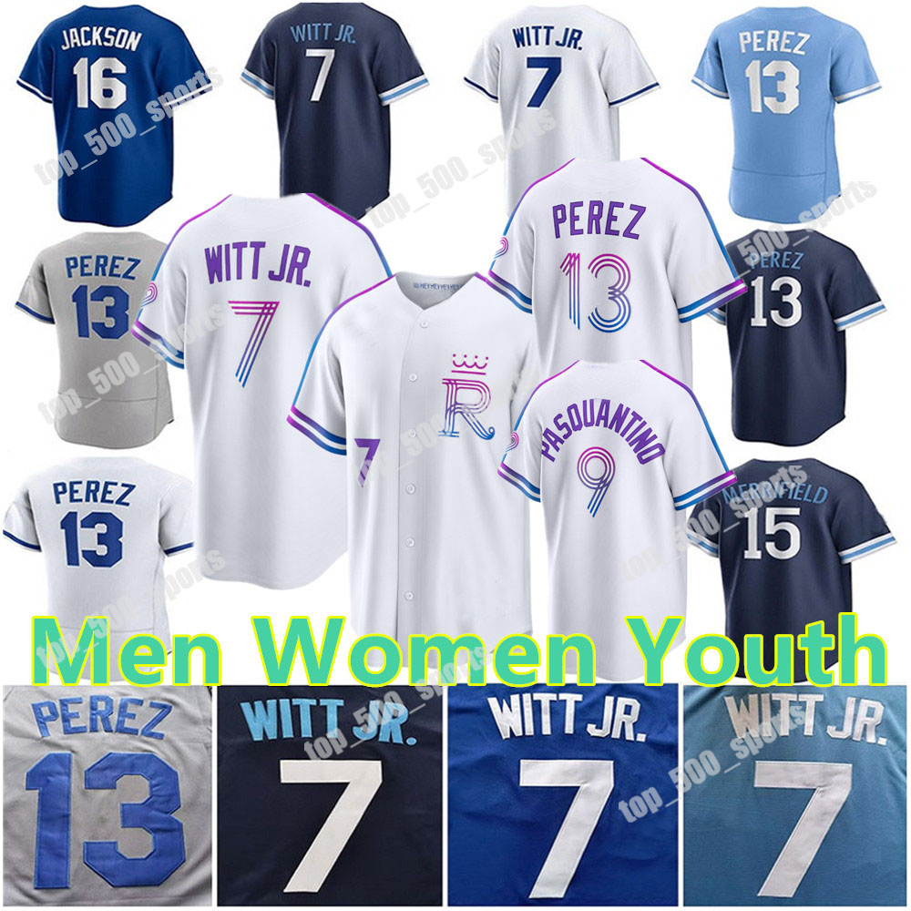 Custom Bobby Witt Jr. Jersey Salvador Perez Vinnie Pasquantino MJ Melendez Cole Royals Ragans Baseball Men Women Youth dd