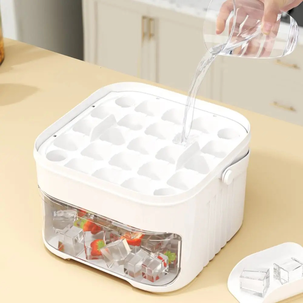 50-Cube Double Layer Stackable Ice Cube Maker, White Plastic Big Ice Cuber for Home Use - view 4