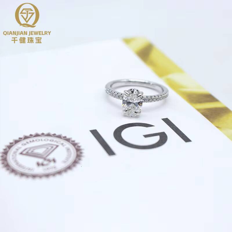 Trending 2026 IGI Lab Diamonds Fine Rings 10K 14K Gold Platinum Lab Grown Diamond Ring Oval Engagement Gold Rings for Women