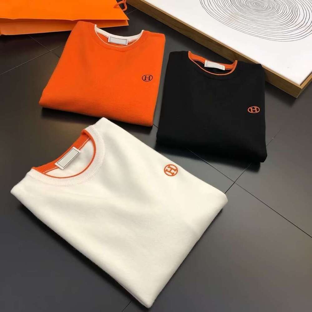 Fashion Brand Chest Embroidered Letters Simple Round Neck Warm Knit Autumn Winter Youth Luxury Versatile Sweater For Men