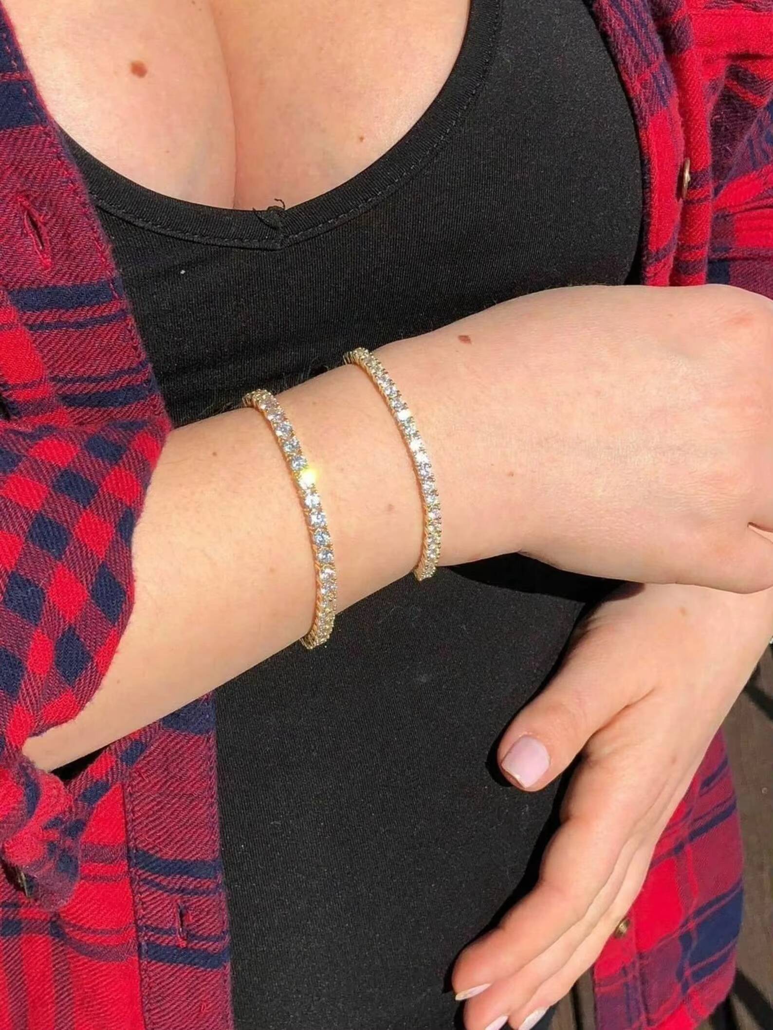 Limited Edition Round Moissanite Diamond Tennis Bracelet With Gold Plated 925 Silver Fine Jewelry For Women At Low Price