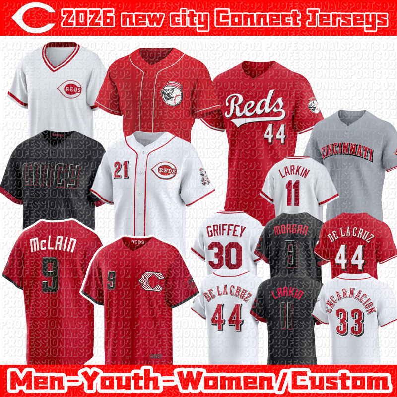 new City Connect Cincinnatis Reds Jersey #44 De La Cruz #29 Friedl #7 Steer #21 Greene Reds Jersey #37 Stephenson #9 McLain #40 Lodolo Jersey