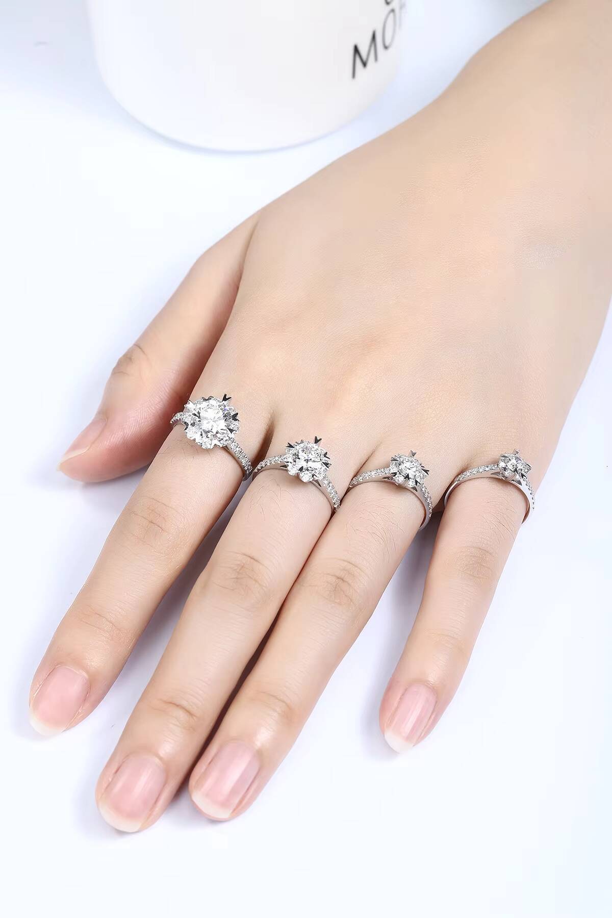 Anster Luxury Ladies Radiant Cut Laboratory Cultivation Diamond Pave Eternity Wedding Band Rings Anniversary Ring
