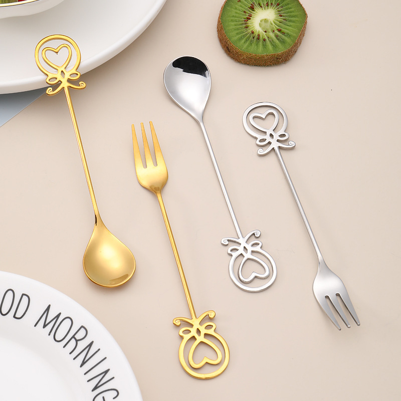 Spoon Creative Butterfly Shape Set Dessert Fork Cake Spoon 304 Stainless Steel Coffee Spoon