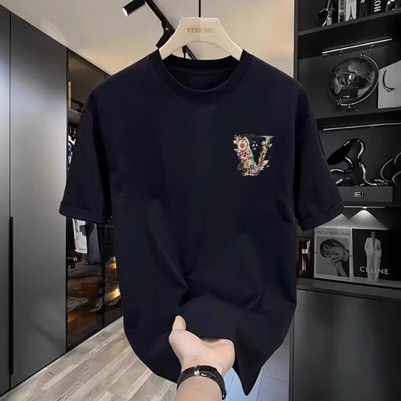 Luxury Brand Designer 100% Cotton Versatile Short Sleeve T Shirt For Men 2026 New Summer Fashion Brand Niche High Street American Loose Top Ins Tee
