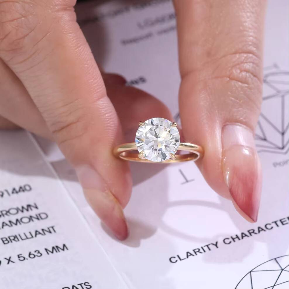 18K Yellow Gold Lab Grown Diamond Ring Engagement Rings for Women Anniversary Gifts Everyday Wear Couture Jewelry Luxury Fashion