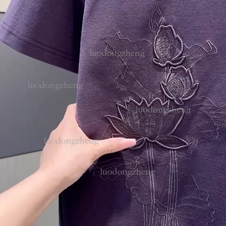Designer T-shirt Luxury Brand Men's Clothing Summer New Washed Flower Embroidery Short Sleeved Top Outdoor Sports Casual Loose Youth Basic Shirt 