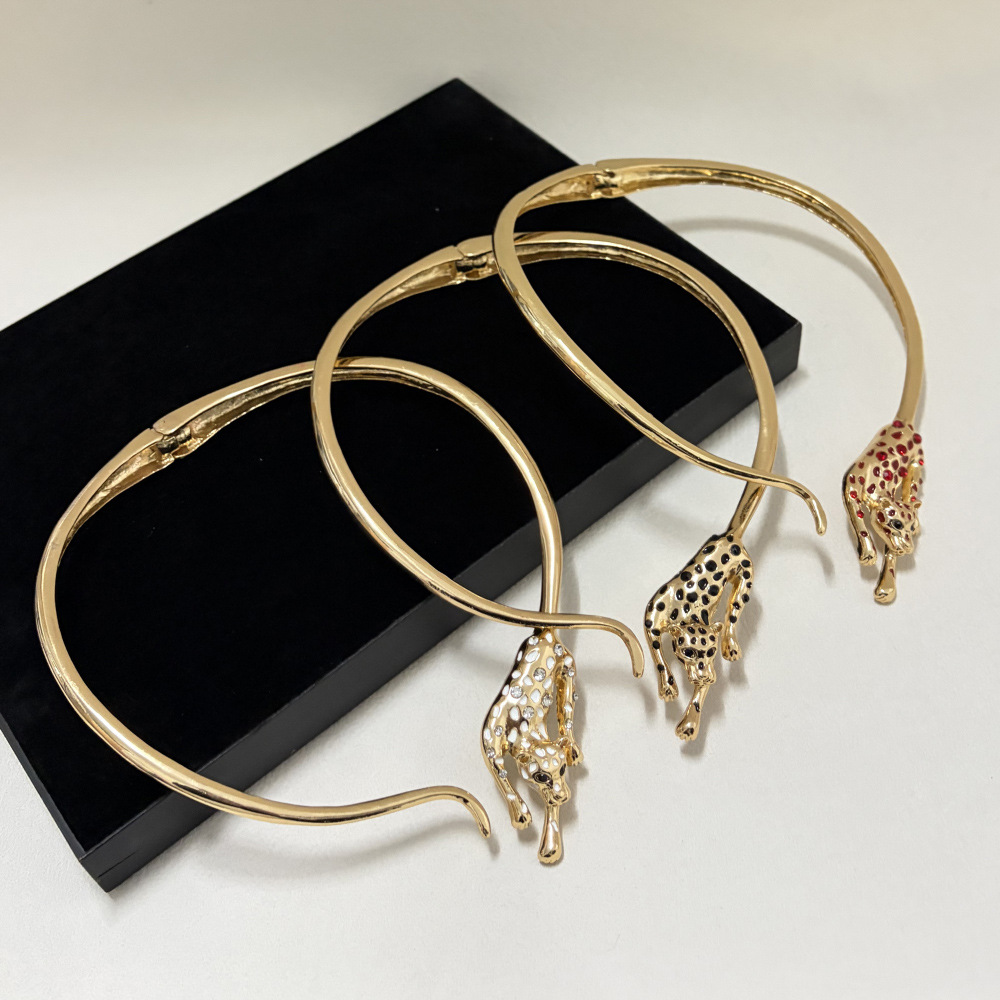 Luxury 18K Gold Color Enamel Leopard Collar Necklace for Women Zircon Diamond Panther Animal Designer Necklace chokers Women Jewelry for wedding gift