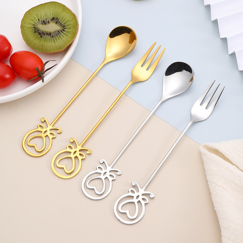 Spoon Creative Butterfly Shape Set Dessert Fork Cake Spoon 304 Stainless Steel Coffee Spoon