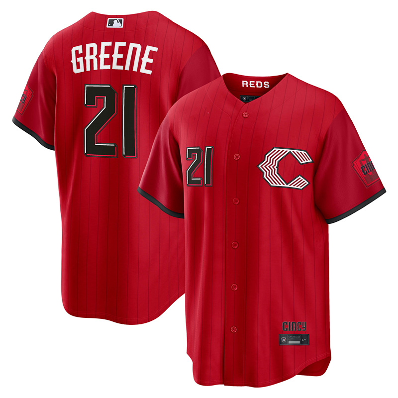 44 Elly De La Cruz 9 Matt McLain 21 Hunter Greene 30 Ken Griffey Jr. 7 Spencer Steer Reds Men 2026 City Connect baseball jersey