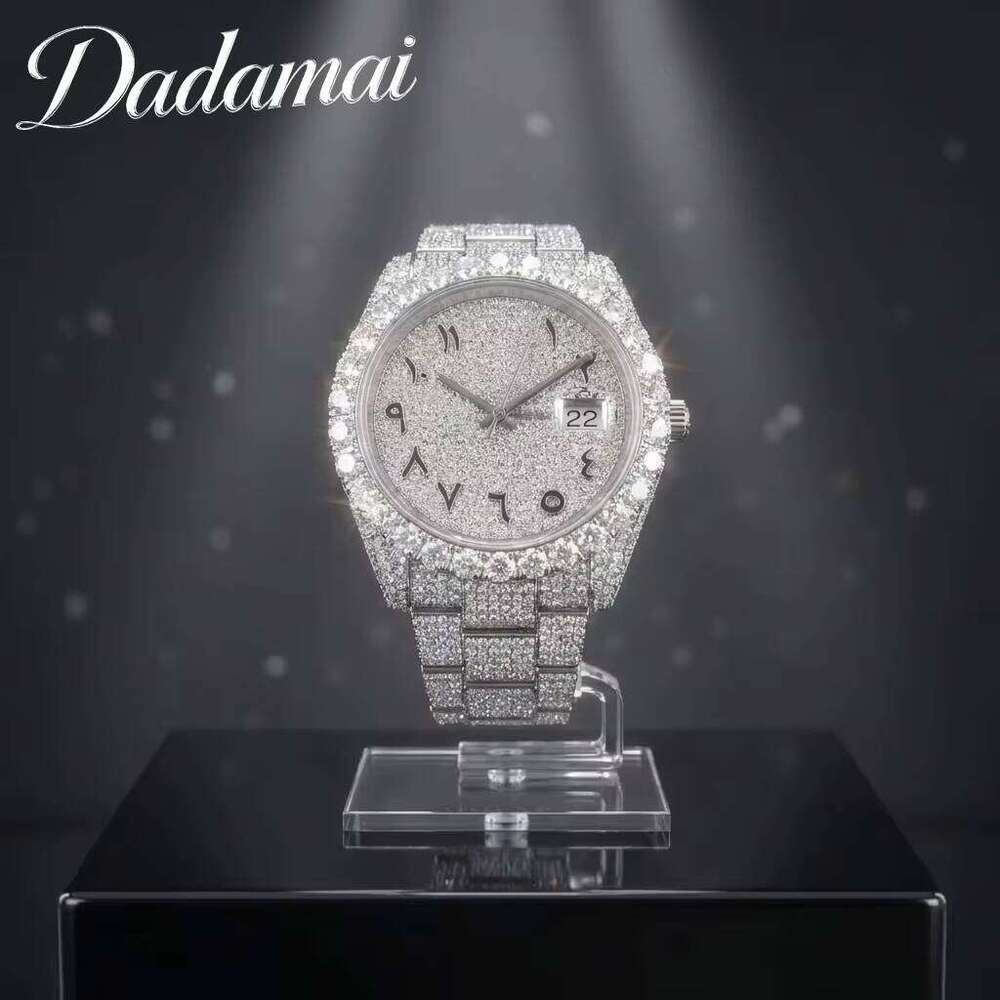 High Quality Fully Iced Moissanite Diamond Men's Luxury Hip Hop Style Automatic Mechanical Movement Stainless Steel Watch