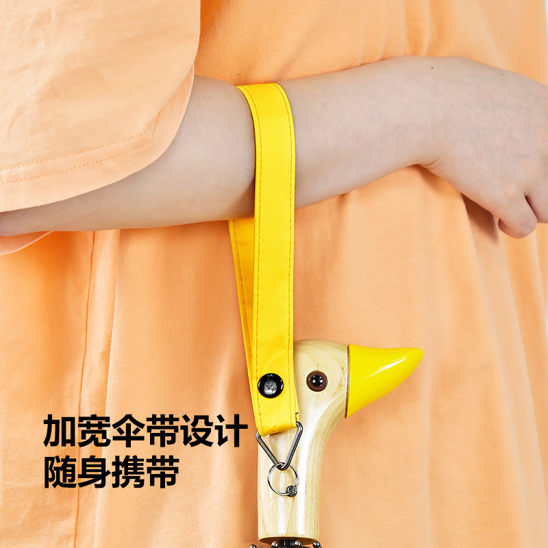 Umbrella Male Cute Duck Head Wood Handle 3 Folding Windproof Black Coating UV Protection Women Rain Parasol Automatic Umbrellas 250220
