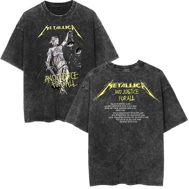 Rock Bands Vintage Washed Short SLeeved Round Neck Y2k Tshirt Men Clothing New in Top Tees Mens T-Shirt Camisetas T260410