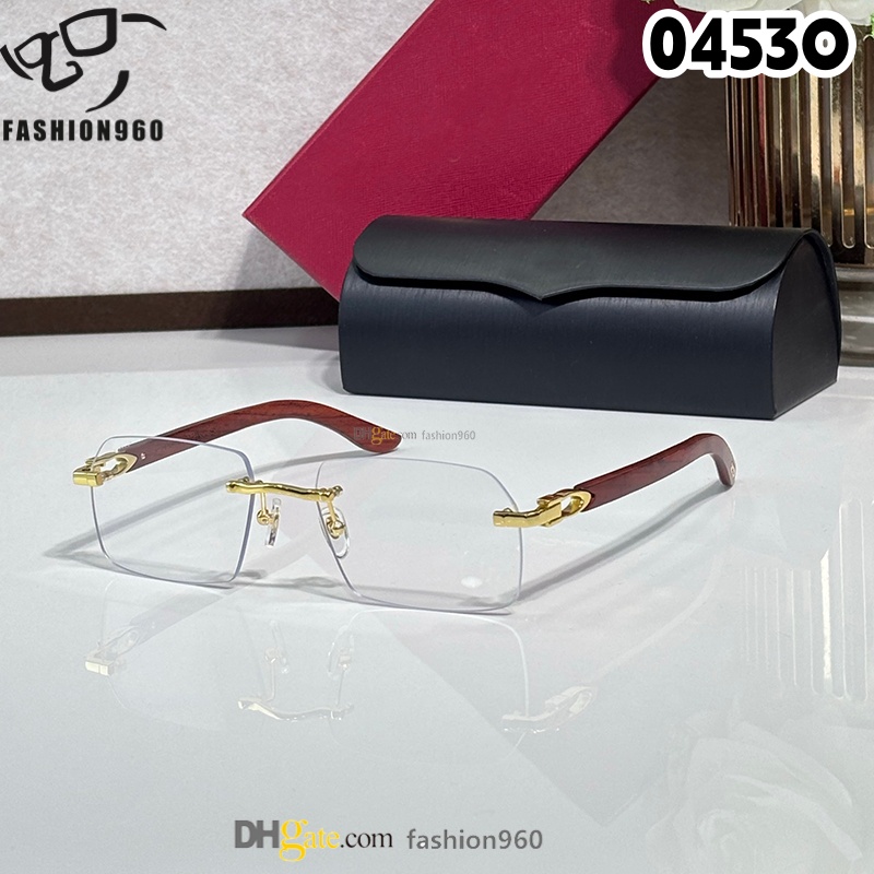 Rimless Acetate Frames with Custom Sun Lenses precious optical leopard lightweight wooden frame Eyewear prescription lenses 0453O 0623O