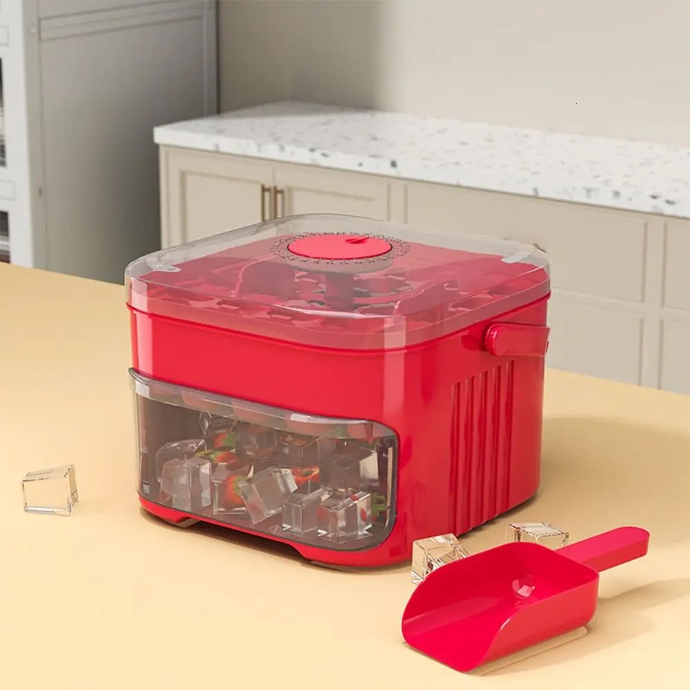 50-Cube Double Layer Stackable Ice Cube Maker, White Plastic Big Ice Cuber for Home Use - view 6