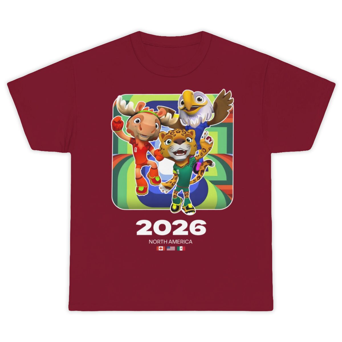 2026 World Cup Mascot T-Shirts | Unisex Cotton Crew Neck Soccer Graphic Summer New Arrivals