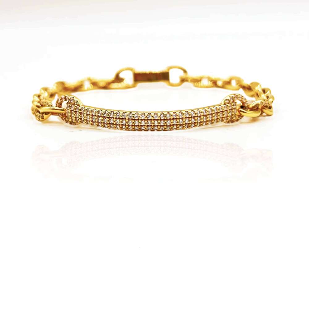 S925 Silver Gold Plated Inlaid Zircon Trendy Wedding Gift Luxurious Heavy Cuban Link Bracelet