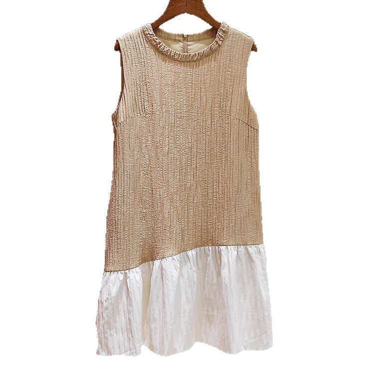 Designer's FC high-end k30 FC women's summer new color blocked round neck beaded sleeveless loose dress