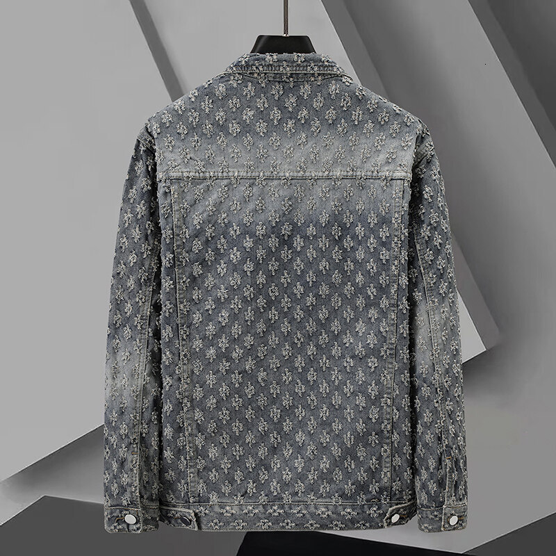 2026 Spring/summer New High End Luxury Men's Denim Designer Jacket Fashion Leisure Outdoor Slimming Coat Fashion Long Sleeve Denim Coat Wholesale
