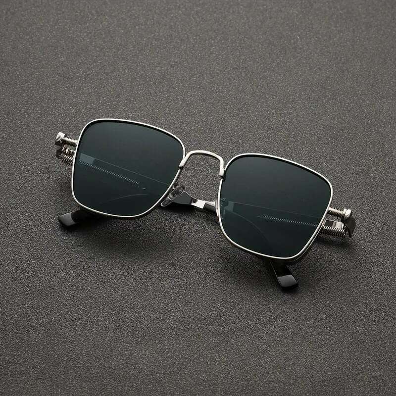 New Steampunk Square Sunglasses For Men Uv400 Protection Polarized Lens Metal Screw Decor Frame Lightweight Durable For Daily Wear Driving Streetwear 