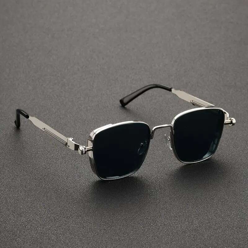 New Steampunk Square Sunglasses For Men Uv400 Protection Polarized Lens Metal Screw Decor Frame Lightweight Durable For Daily Wear Driving Streetwear 