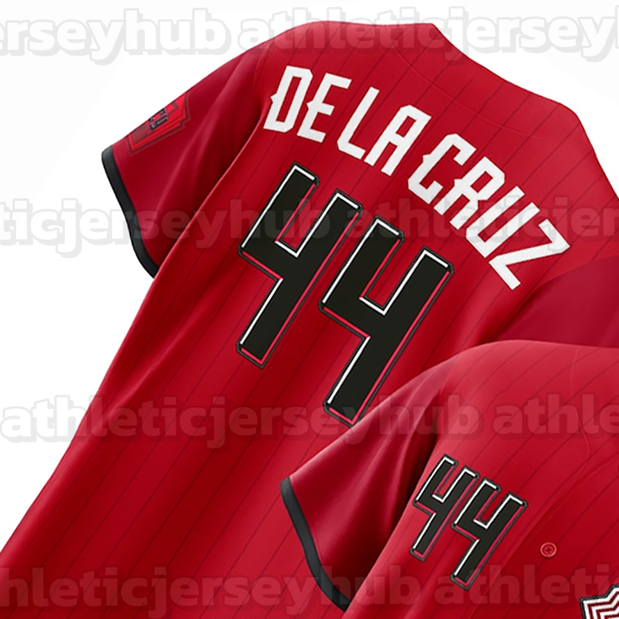 Elly De La Cruz 2026 City Connect Jersey Matt McLain Spencer Steer Will Benson TJ Friedl Eugenio Suarez Tyler Stephenson Brady Singer Hunter Greene La