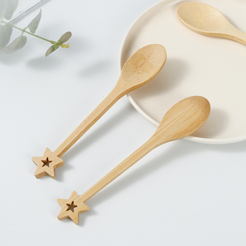 Spoon Star Rabbit Shape Cartoon Wooden Coffee Ice Cream Dessert Spoon Daily Use High Aesthetic Ins Style