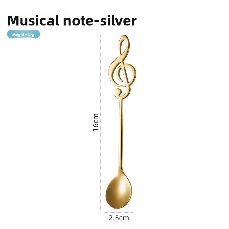 304 stainless steel coffee with music note, heart-shaped bow, cup-hanging stirring spoon, cute wedding gift small spoon 2pcs