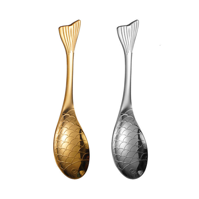 304 Stainless Steel Creative Fish Tail High-Value Tableware Thickened Household Rice Soup Spoon