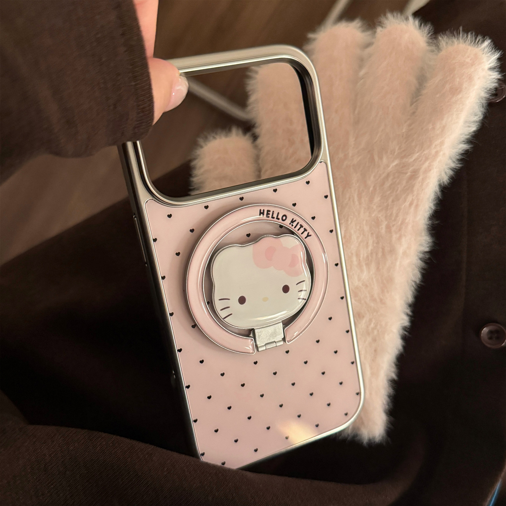 Cute Hello Kitty Magnetic Phone Case for iPhone 17 Pro Max, Pink Electroplated Cover for iPhone 16 15 13