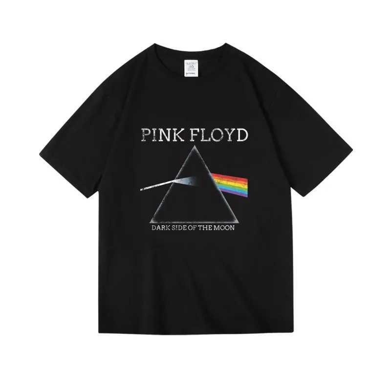 Dark Side of The Moon Album Art T-shirt Tops Vintage Men Women Oversized Cotton Clothes Hip Hop Band Tee Clothing T260410