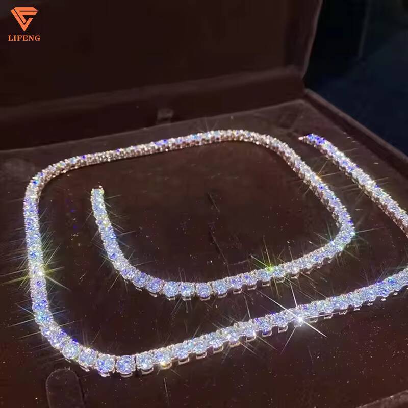 High Quality 5MM Moissanite Tennis Chain 925 Silver Hip Hop Single Row Tennis Chain Moissanite Stone Diamond Necklace for Men