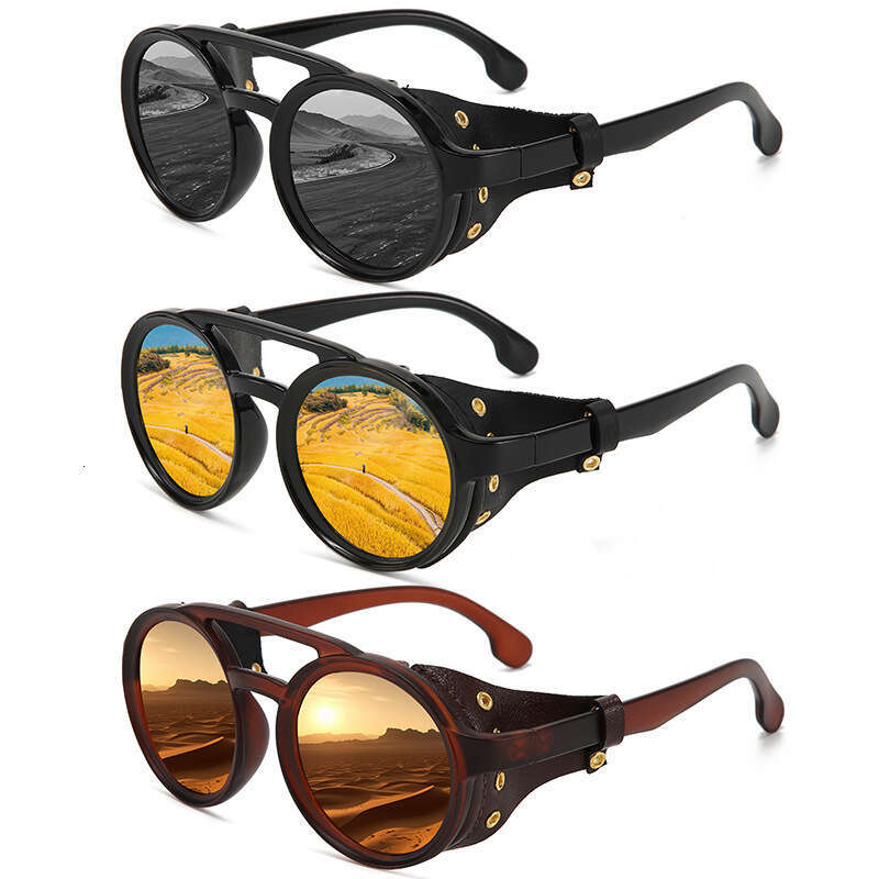 Retro steampunk sunglasses for men and women, round punk sunglasses, retro goggles, outdoor sports glasses