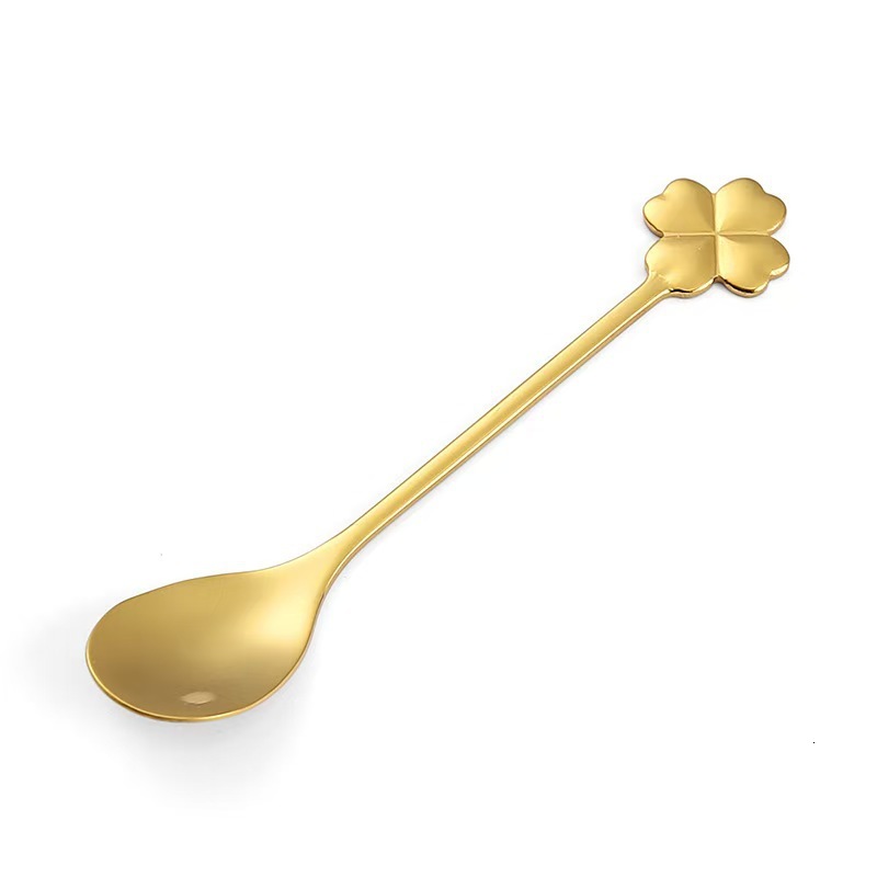 Spoon Creative 304 Stainless Steel Four Leaf Clover Bird Nest Stirring Spoon Dessert Spoon
