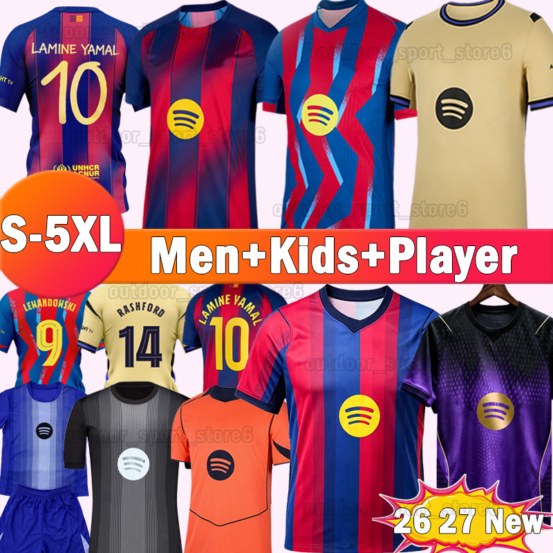 5XL 2026 Barcelona Soccer Jerseys LAMINE YAMAL FERRAN LEWANDOWSKI RAPHINHA Football Shirts 26 27 TER STEGEN Goalkeeper Kids Kits Socks Player Version Men Unifomrs