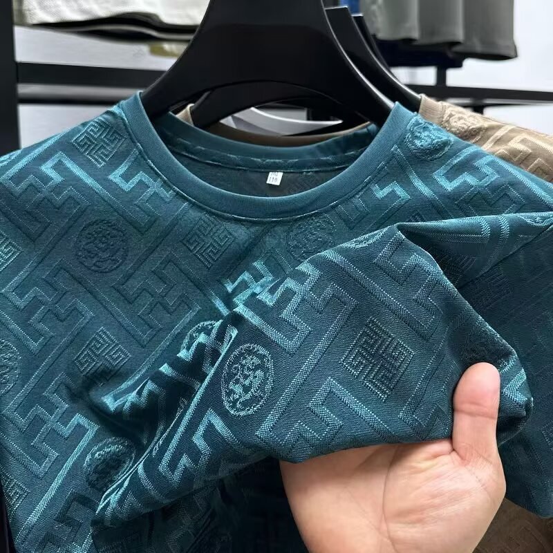 Luxury Brand Designer Breathable Casual Comfortable Top 2026 New Short Sleeve Ice Silk T Shirt Summer Thin Men Quick Dry Crew Neck Fashion Casual Spor