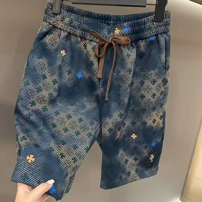 Luxury Brand European High End Men Summer Luxury 4 Inch Casual Beach Shorts Fashion Brand Versatile Thin Loose Drawstring Breathable Comfortable Sport